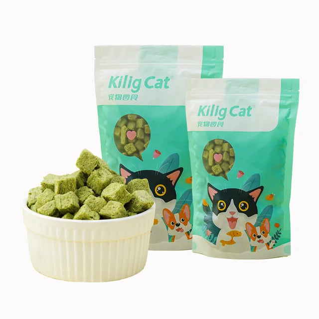 Freeze-Dried Spring Fish, Dried Krill, and Catgrass Cubes Cat Snack & Supplement