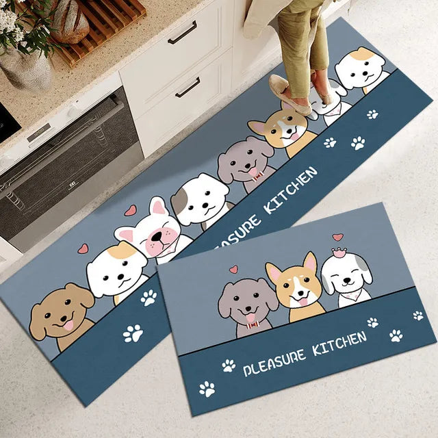 Long Cat Lady Non-Slip Door and Kitchen Mats