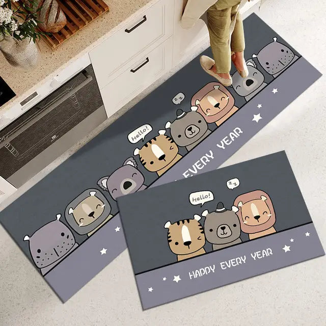 Long Cat Lady Non-Slip Door and Kitchen Mats