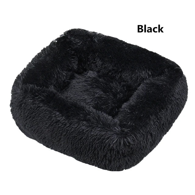 Multi-Color Plush Square Bed for Cats and Small Dogs