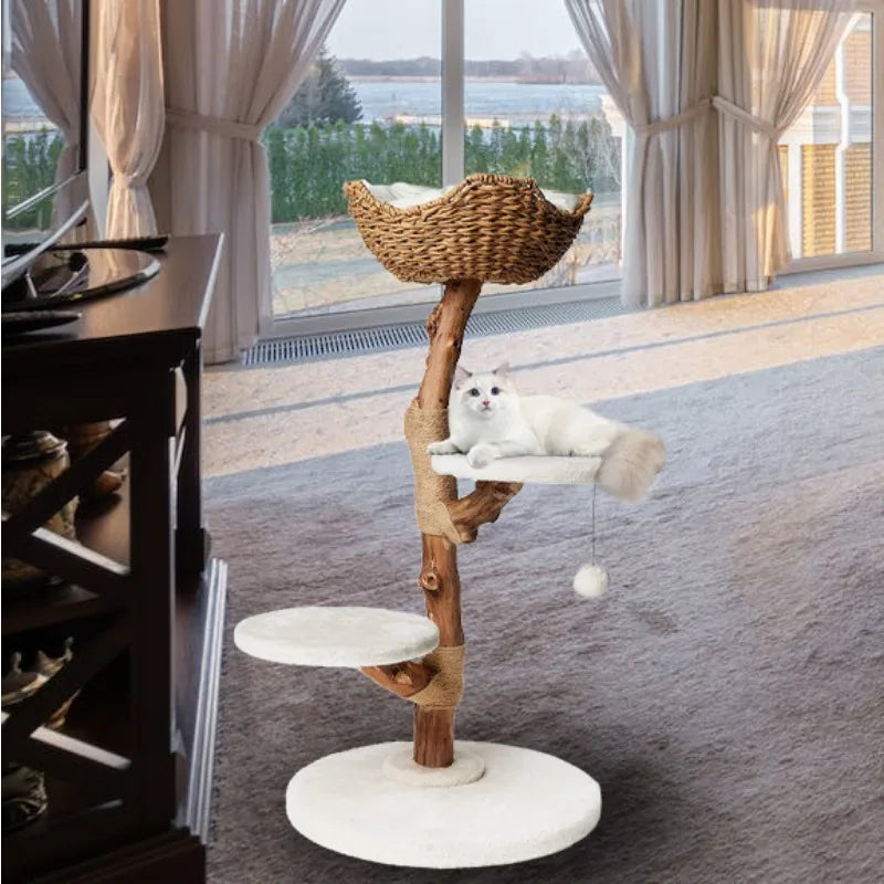 Cat Tree Climbing Frame Vertical Scratching Post with Bed Perch
