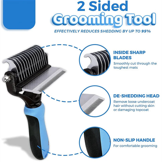 2-in-1 Pet Shedding Tool - Opens Hair Knots