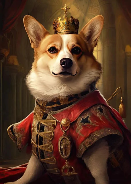 Pet Portrait Dog King Regal Royal Animals Canvas Painting