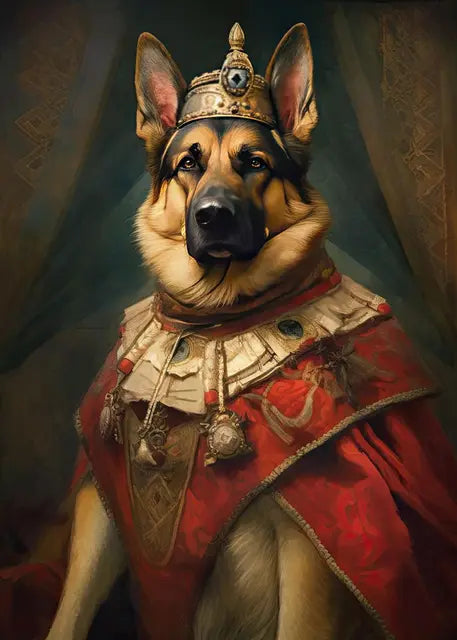 Pet Portrait Dog King Regal Royal Animals Canvas Painting