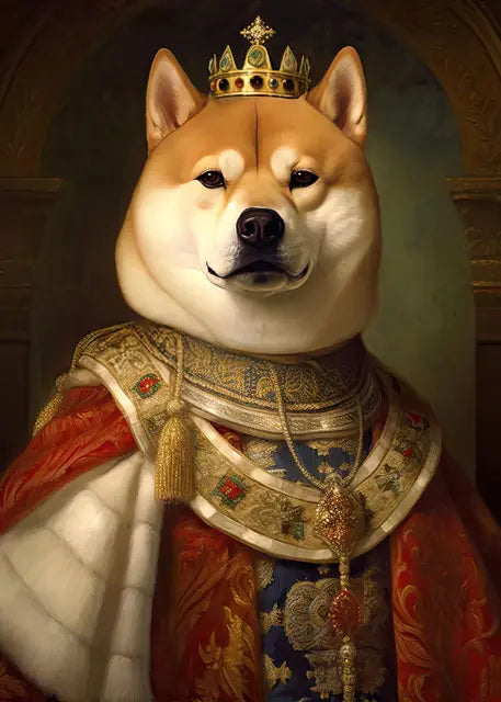 Pet Portrait Dog King Regal Royal Animals Canvas Painting