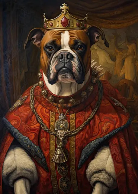 Pet Portrait Dog King Regal Royal Animals Canvas Painting