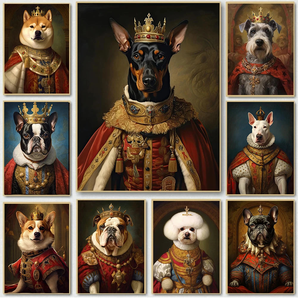 Pet Portrait Dog King Regal Royal Animals Canvas Painting