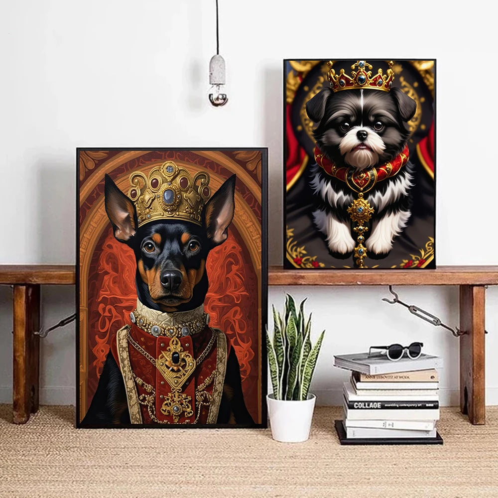 Pet Portrait Dog King Regal Royal Animals Canvas Painting
