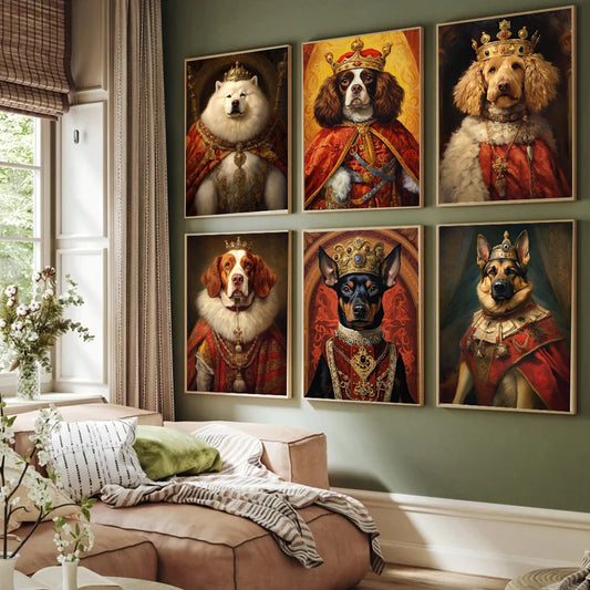 Pet Portrait Dog King Regal Royal Animals Canvas Painting