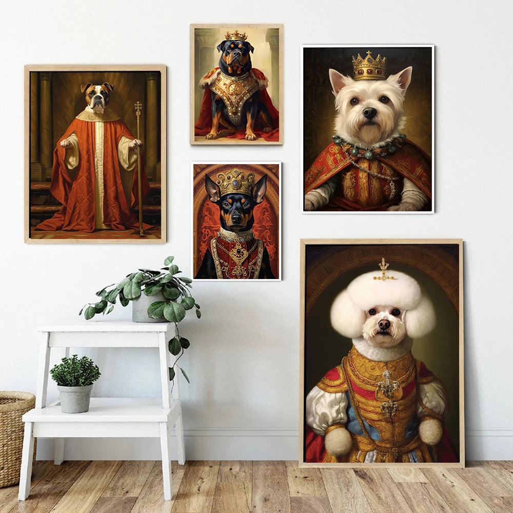 Pet Portrait Dog King Regal Royal Animals Canvas Painting