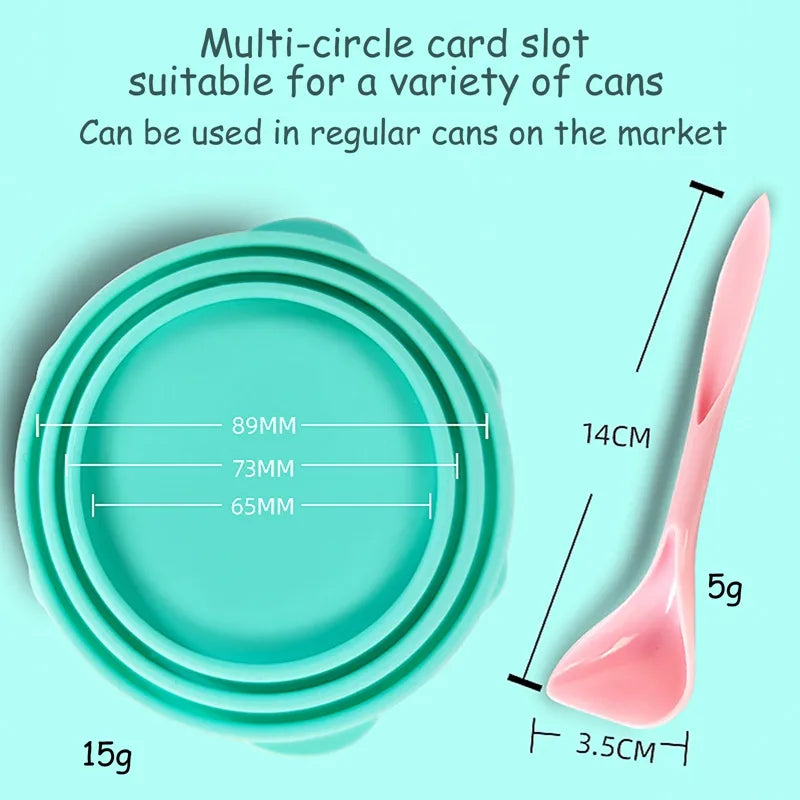 Silicone Wet Food Lid Cover with Spoon