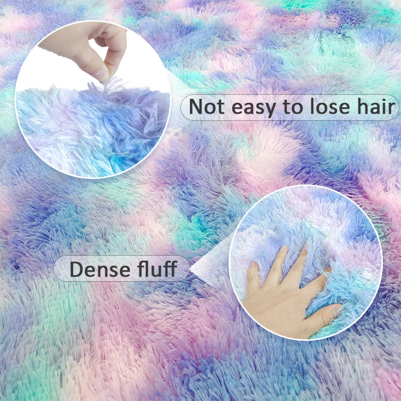 Rainbow Fluffy Pet Rug