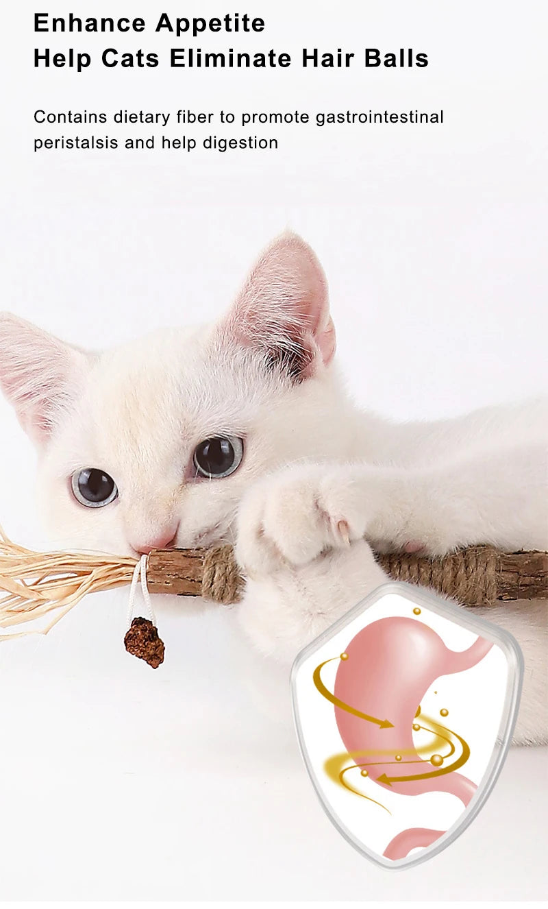 Cat Toys Silvervine Chew Stick for Cleaning Teeth with Silvervine, Hemp, and Lafite Grass