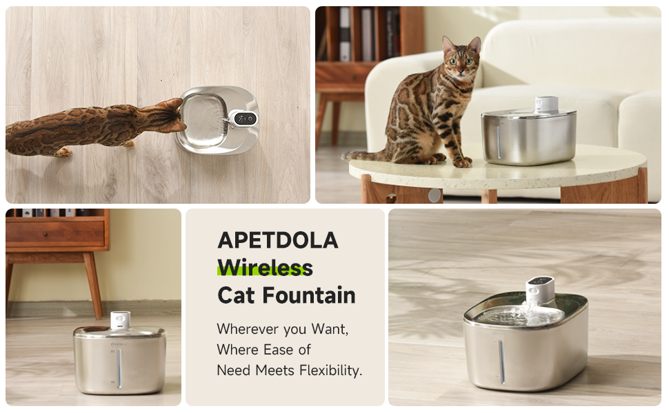 APETDOLA Wireless Auto Sensor Cat Drinking Fountain (4L)