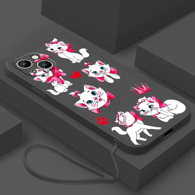 The Aristocats Marie Phone Case For Apple iPhone 14 13 12 mini 11 Pro 8 7 Plus XR XS X Max Liquid Rope Funda Cover