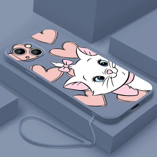 The Aristocats Marie Phone Case For Apple iPhone 14 13 12 mini 11 Pro 8 7 Plus XR XS X Max Liquid Rope Funda Cover