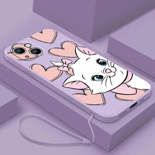 The Aristocats Marie Phone Case For Apple iPhone 14 13 12 mini 11 Pro 8 7 Plus XR XS X Max Liquid Rope Funda Cover