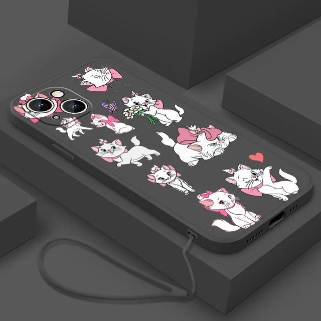 The Aristocats Marie Phone Case For Apple iPhone 14 13 12 mini 11 Pro 8 7 Plus XR XS X Max Liquid Rope Funda Cover