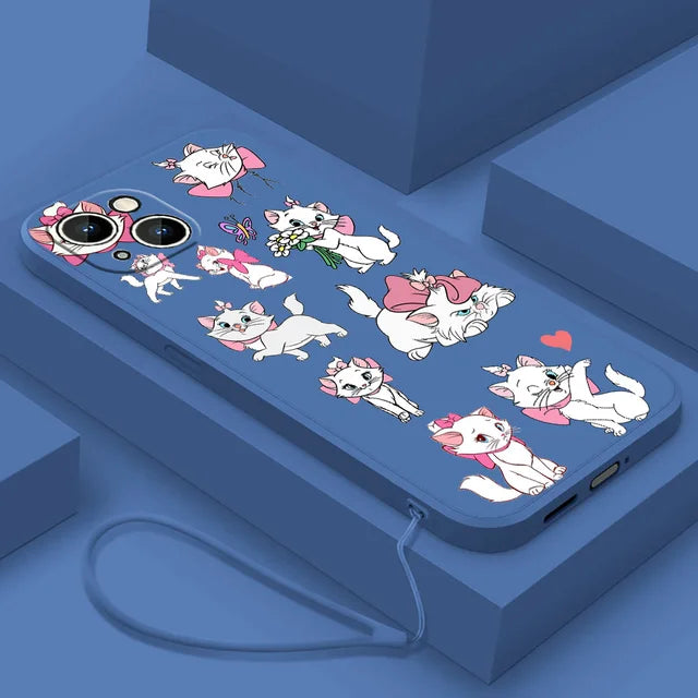 The Aristocats Marie Phone Case For Apple iPhone 14 13 12 mini 11 Pro 8 7 Plus XR XS X Max Liquid Rope Funda Cover