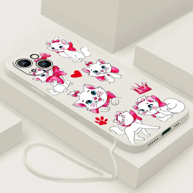 The Aristocats Marie Phone Case For Apple iPhone 14 13 12 mini 11 Pro 8 7 Plus XR XS X Max Liquid Rope Funda Cover