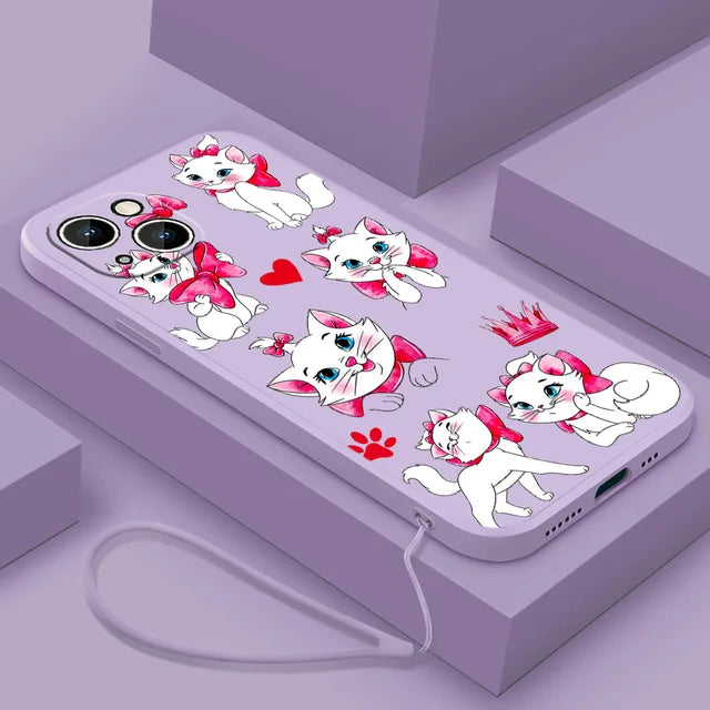 The Aristocats Marie Phone Case For Apple iPhone 14 13 12 mini 11 Pro 8 7 Plus XR XS X Max Liquid Rope Funda Cover