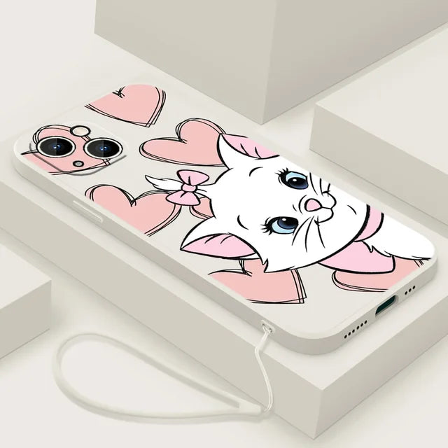 The Aristocats Marie Phone Case For Apple iPhone 14 13 12 mini 11 Pro 8 7 Plus XR XS X Max Liquid Rope Funda Cover