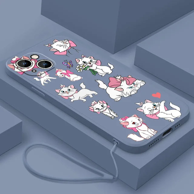 The Aristocats Marie Phone Case For Apple iPhone 14 13 12 mini 11 Pro 8 7 Plus XR XS X Max Liquid Rope Funda Cover