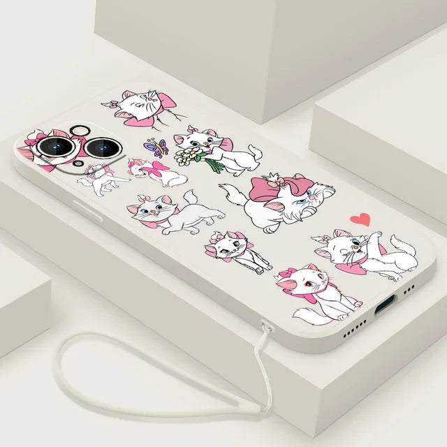 The Aristocats Marie Phone Case For Apple iPhone 14 13 12 mini 11 Pro 8 7 Plus XR XS X Max Liquid Rope Funda Cover