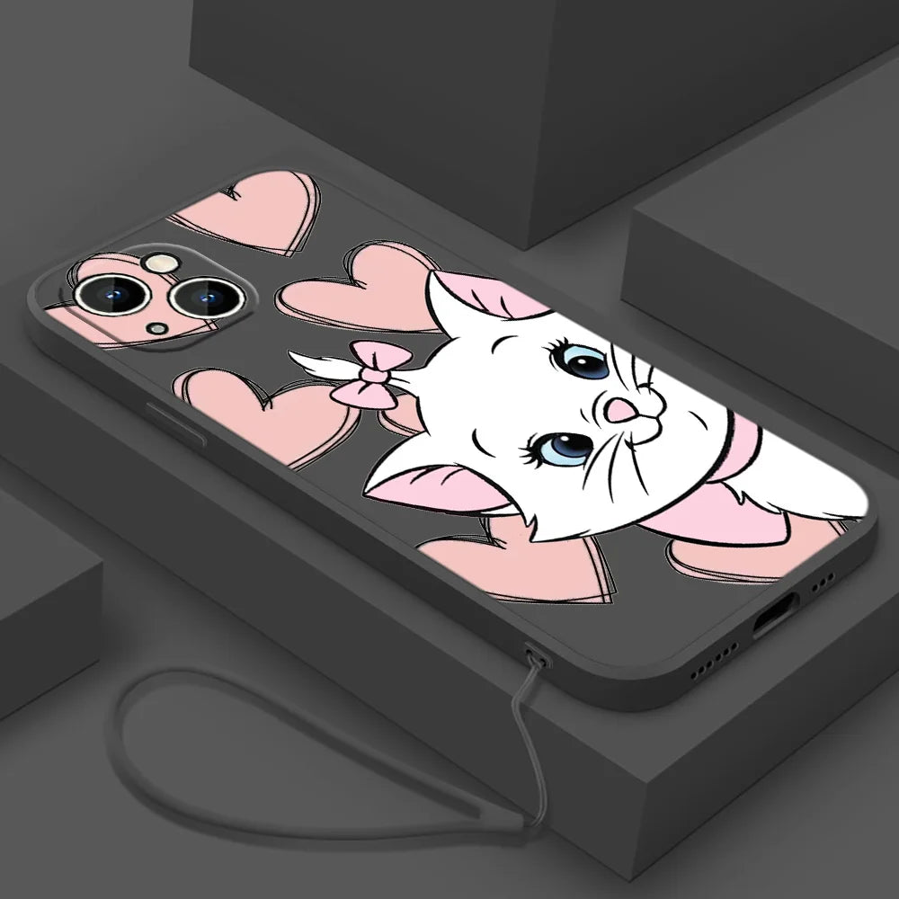 The Aristocats Marie Phone Case For Apple iPhone 14 13 12 mini 11 Pro 8 7 Plus XR XS X Max Liquid Rope Funda Cover