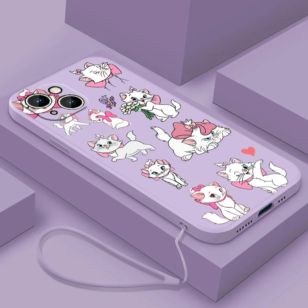 The Aristocats Marie Phone Case For Apple iPhone 14 13 12 mini 11 Pro 8 7 Plus XR XS X Max Liquid Rope Funda Cover