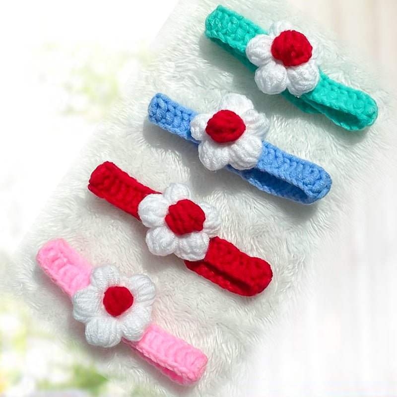 Adjustable Wool Flower Knitted Cat Collar