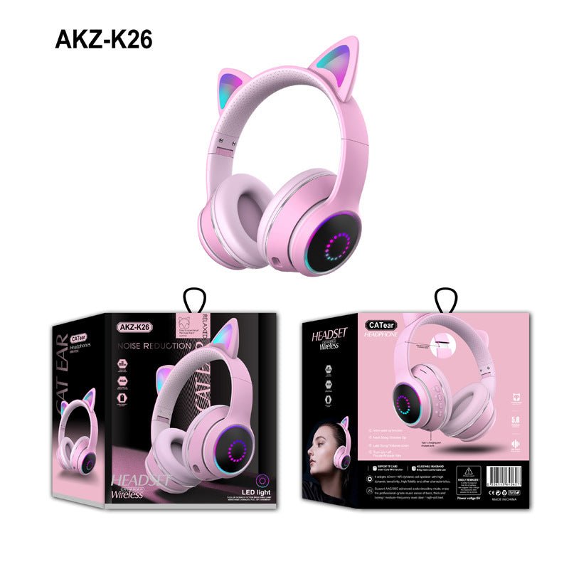 AKZ-K26 Head Mounted Bluetooth Cat Ears Luminous Wireless Sports Stereo Headset