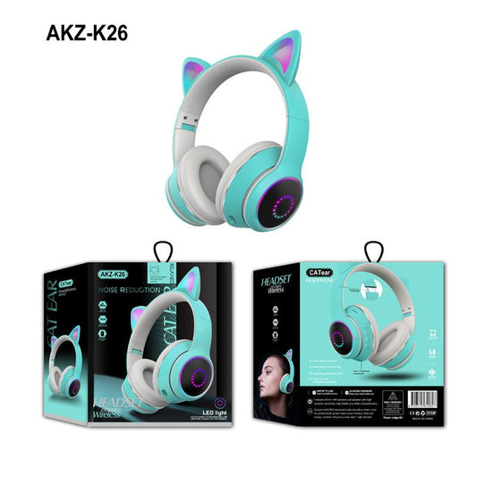 AKZ-K26 Head Mounted Bluetooth Cat Ears Luminous Wireless Sports Stereo Headset