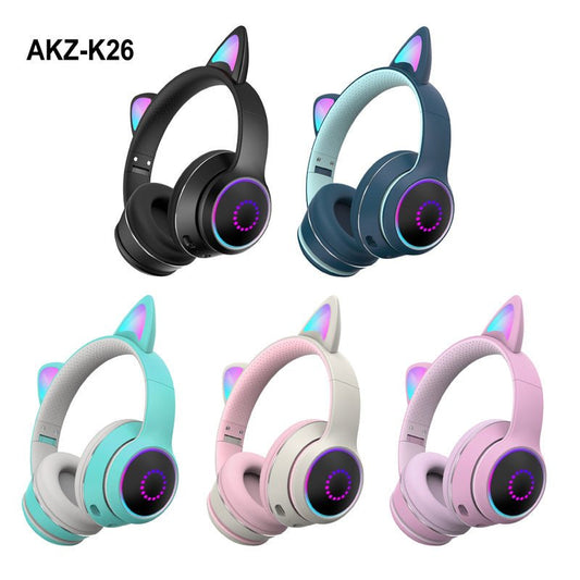 AKZ-K26 Head Mounted Bluetooth Cat Ears Luminous Wireless Sports Stereo Headset