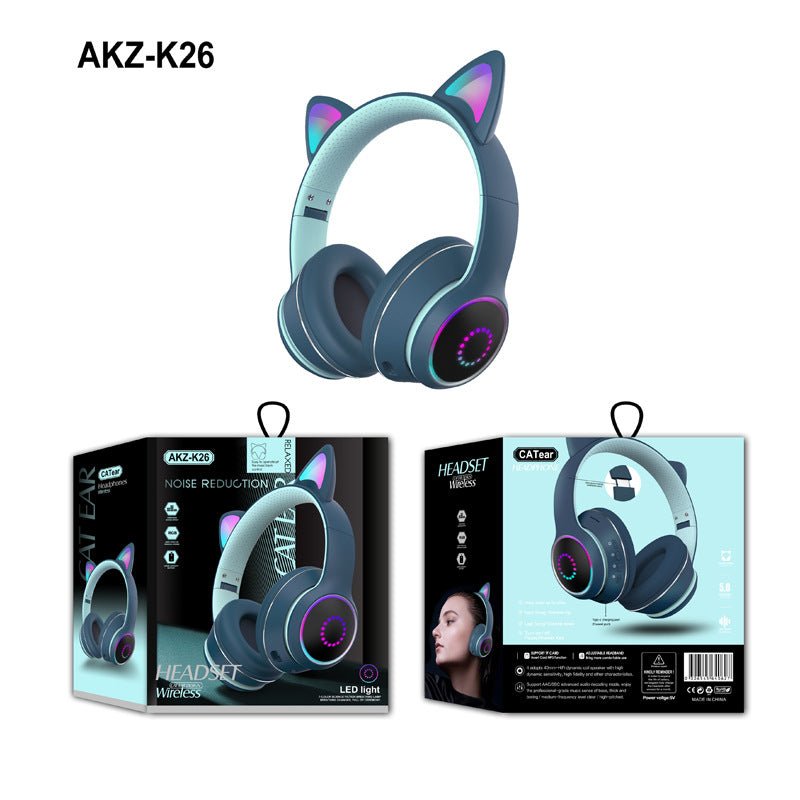 AKZ-K26 Head Mounted Bluetooth Cat Ears Luminous Wireless Sports Stereo Headset