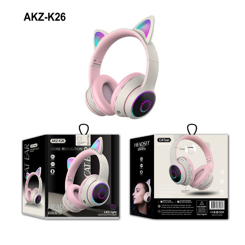 AKZ-K26 Head Mounted Bluetooth Cat Ears Luminous Wireless Sports Stereo Headset