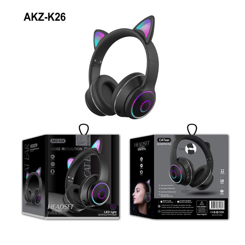 AKZ-K26 Head Mounted Bluetooth Cat Ears Luminous Wireless Sports Stereo Headset