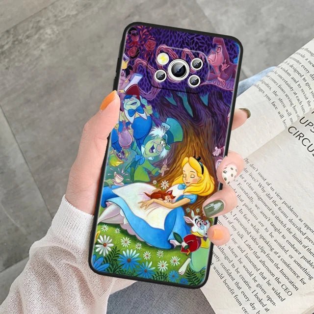 Alice Disney Cheshire Cat Soft Phone Case for Poco F3, F3 GT, F4, F4 GT, F5 Pro 5G, X3, X3 GT, X3 NFC, and X3 Pro.
