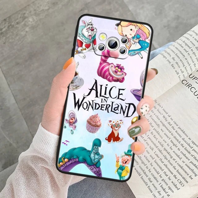 Alice Disney Cheshire Cat Soft Phone Case for Poco F3, F3 GT, F4, F4 GT, F5 Pro 5G, X3, X3 GT, X3 NFC, and X3 Pro.