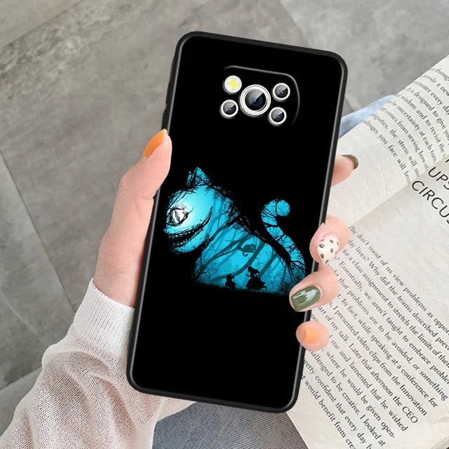 Alice Disney Cheshire Cat Soft Phone Case for Poco F3, F3 GT, F4, F4 GT, F5 Pro 5G, X3, X3 GT, X3 NFC, and X3 Pro.
