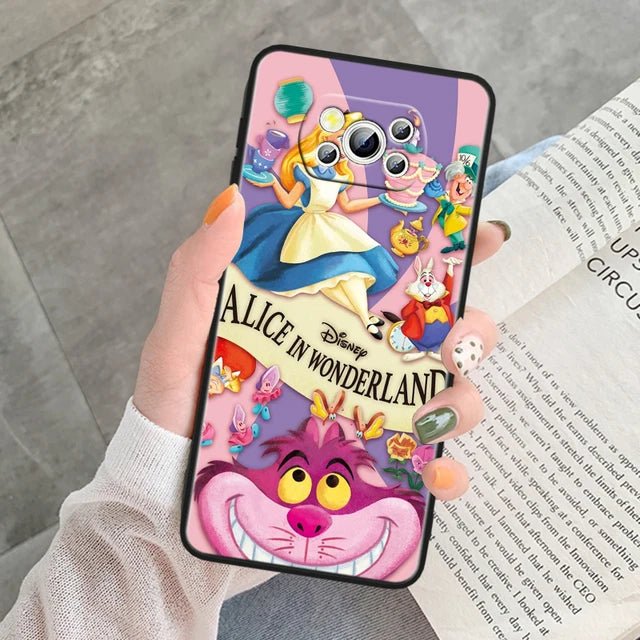 Alice Disney Cheshire Cat Soft Phone Case for Poco F3, F3 GT, F4, F4 GT, F5 Pro 5G, X3, X3 GT, X3 NFC, and X3 Pro.