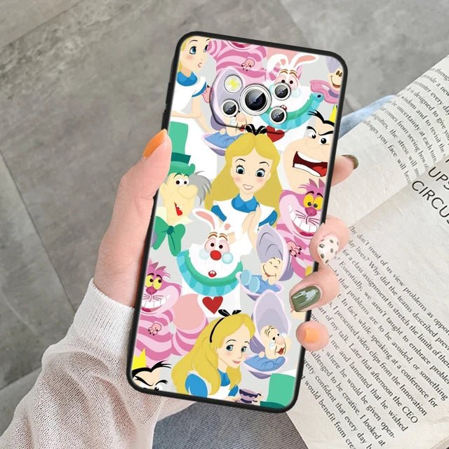 Alice Disney Cheshire Cat Soft Phone Case for Poco F3, F3 GT, F4, F4 GT, F5 Pro 5G, X3, X3 GT, X3 NFC, and X3 Pro.