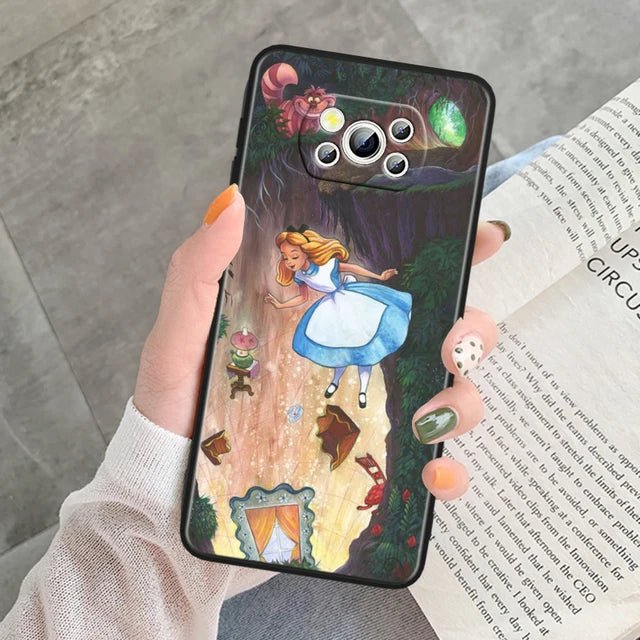 Alice Disney Cheshire Cat Soft Phone Case for Poco F3, F3 GT, F4, F4 GT, F5 Pro 5G, X3, X3 GT, X3 NFC, and X3 Pro.