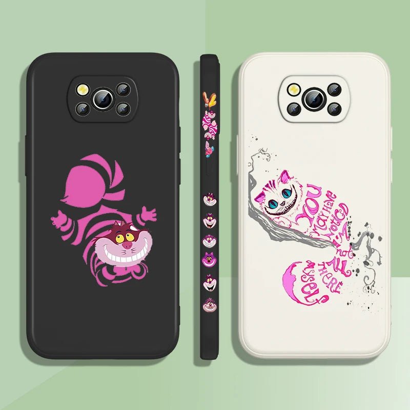 Alice in Wonderland Cheshire Cat Phone Case For Xiaomi Poco X4 X3 F4 F3 NFC M5 M4 M3 GT S Pro 4G 5G Liquid Left Rope Cover
