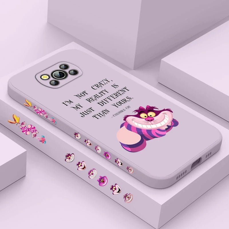Alice in Wonderland Cheshire Cat Phone Case For Xiaomi Poco X4 X3 F4 F3 NFC M5 M4 M3 GT S Pro 4G 5G Liquid Left Rope Cover