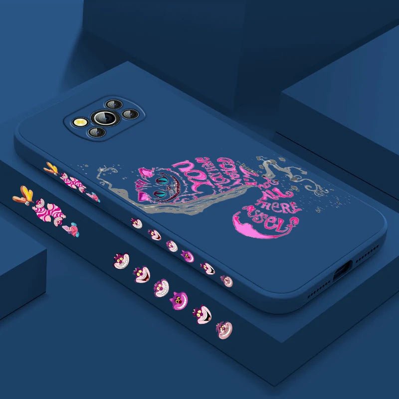 Alice in Wonderland Cheshire Cat Phone Case For Xiaomi Poco X4 X3 F4 F3 NFC M5 M4 M3 GT S Pro 4G 5G Liquid Left Rope Cover