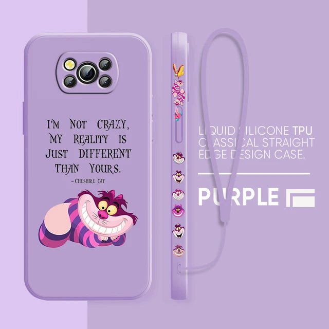 Alice in Wonderland Cheshire Cat Phone Case For Xiaomi Poco X4 X3 F4 F3 NFC M5 M4 M3 GT S Pro 4G 5G Liquid Left Rope Cover