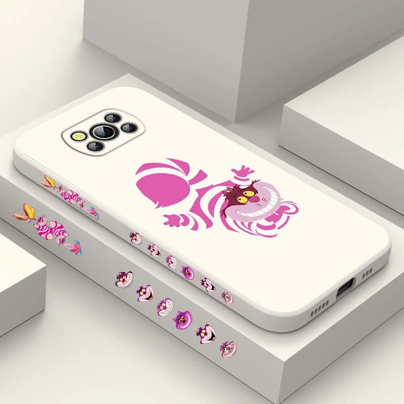 Alice in Wonderland Cheshire Cat Phone Case For Xiaomi Poco X4 X3 F4 F3 NFC M5 M4 M3 GT S Pro 4G 5G Liquid Left Rope Cover
