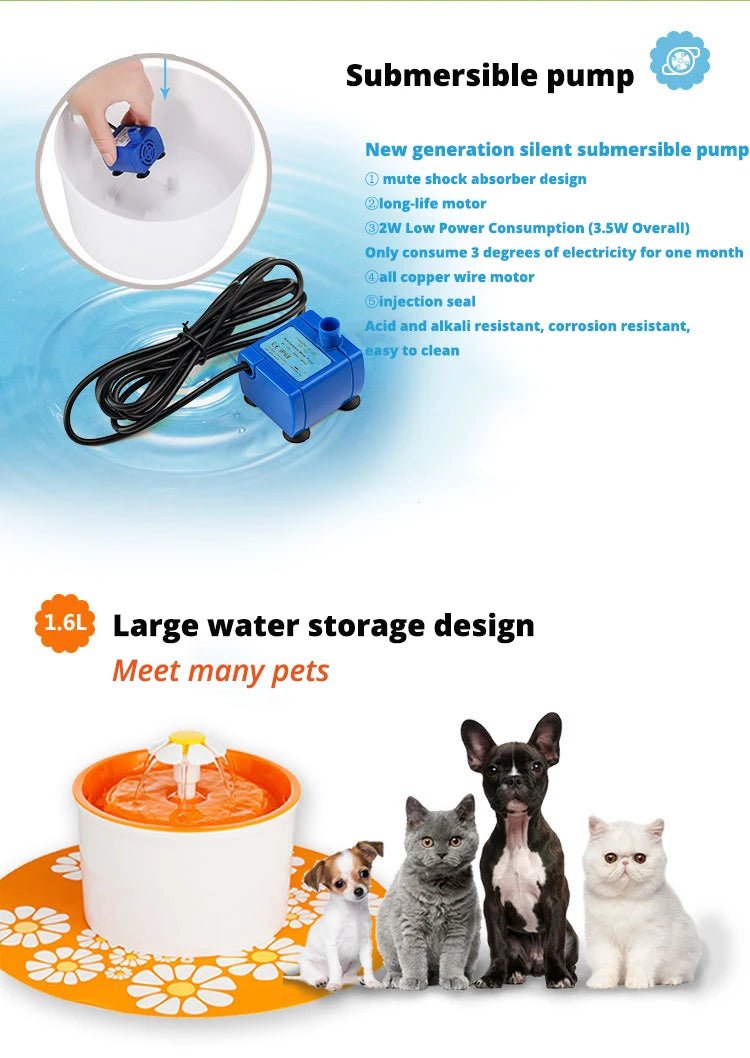 Automatic Flower Style Pet Drinking Fountain with Filter