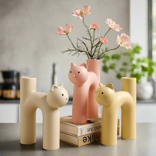 Behamei Creative Cute Tubular Cat Vase
